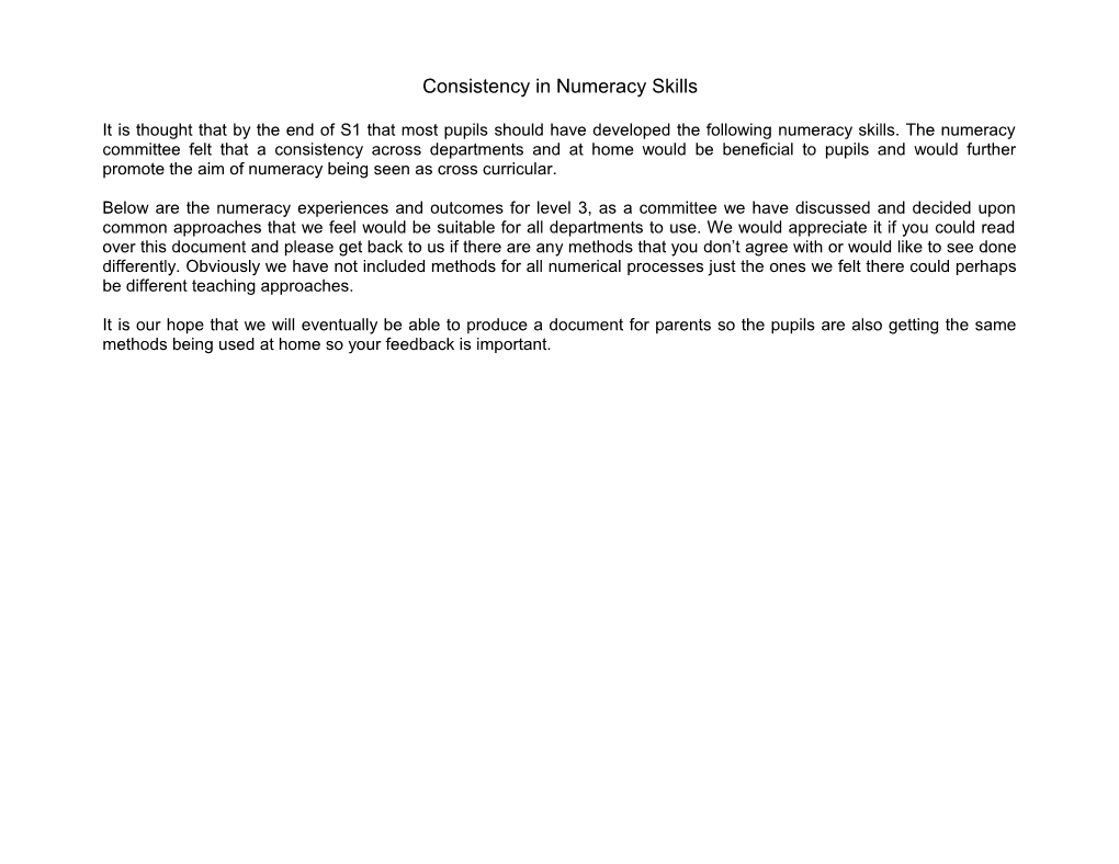 Consistency in Numeracy Skills