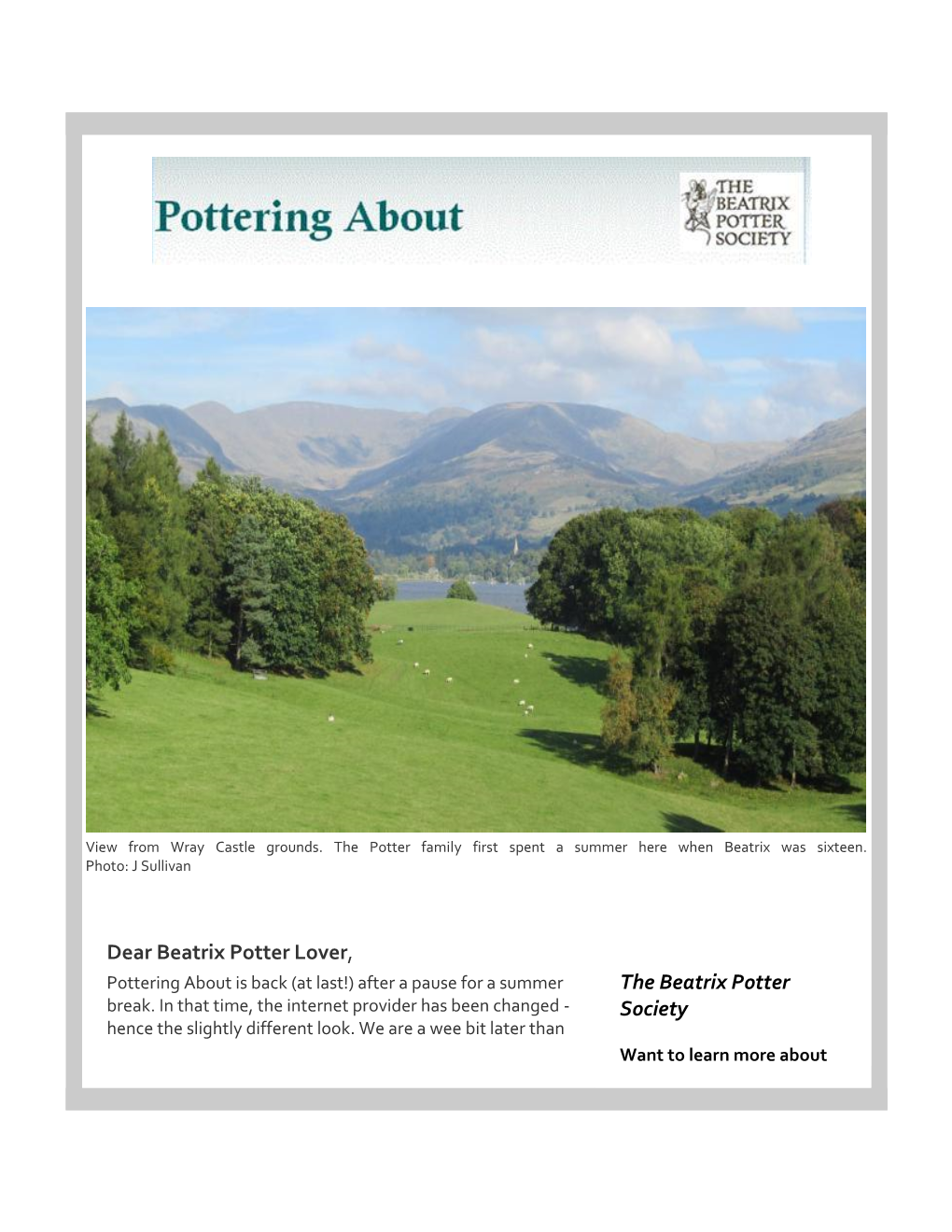 Pottering About September 2014: Beatrix Potter Society E-News