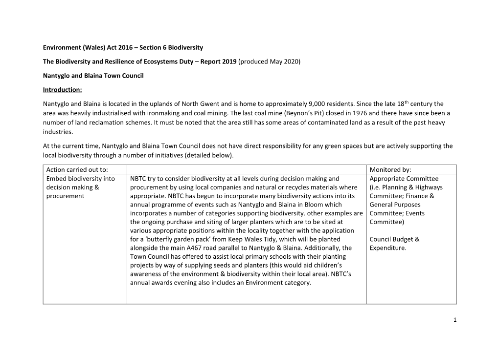 Environment (Wales) Act 2016 – Section 6 Biodiversity The