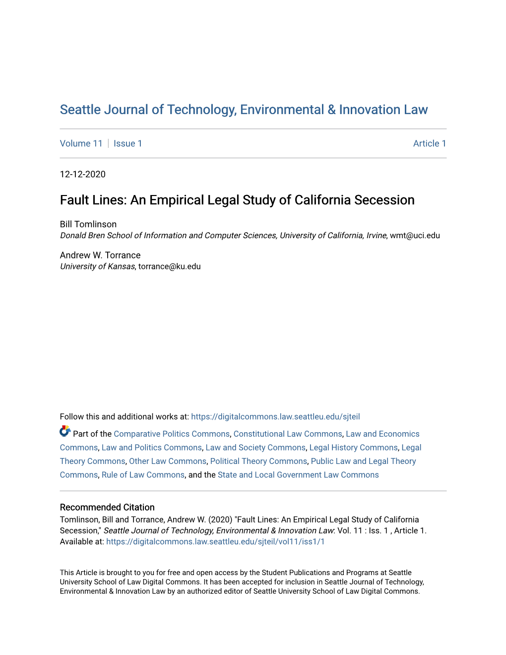 An Empirical Legal Study of California Secession