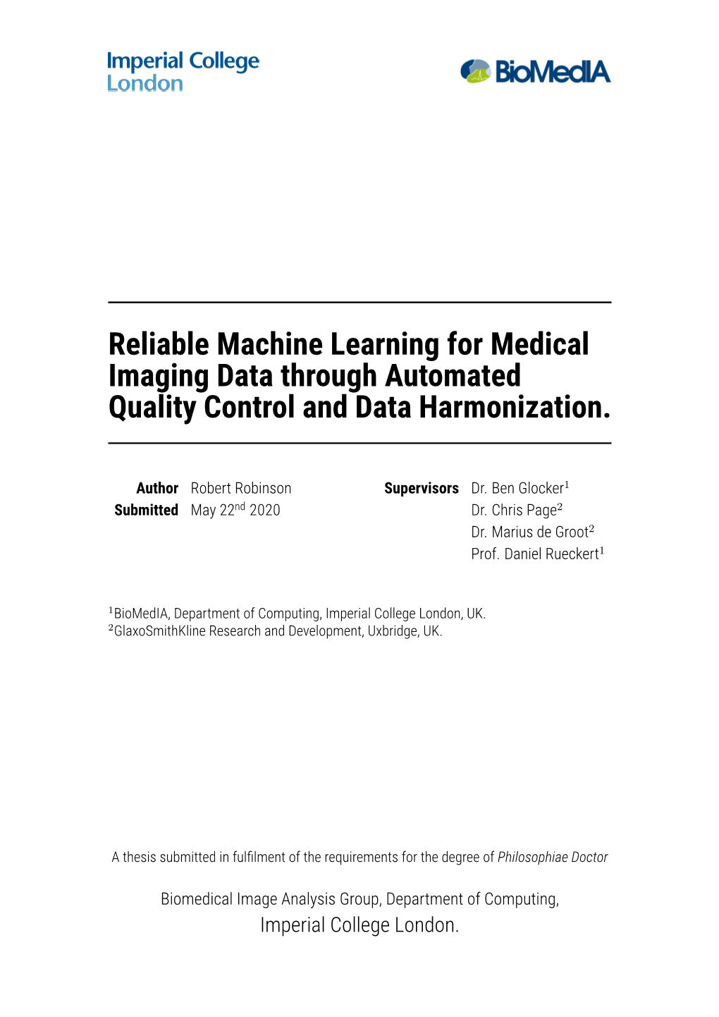 Reliable Machine Learning for Medical Imaging Data Through Automated Quality Control and Data Harmonization