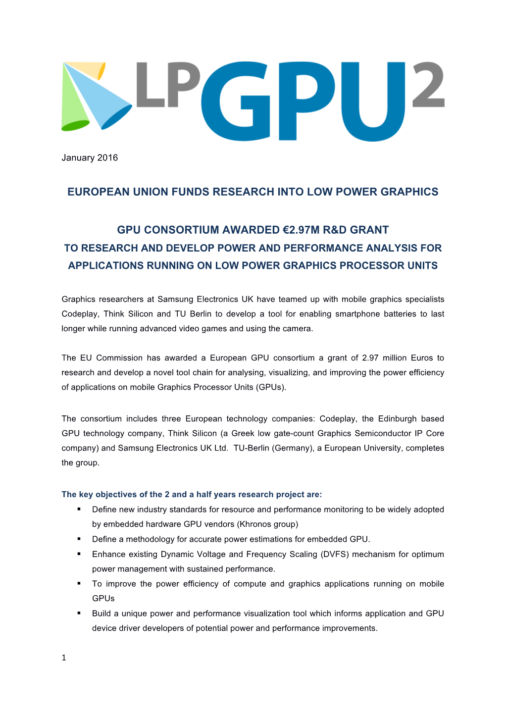 European Union Funds Research Into Low Power Graphics Gpu Consortium Awarded €2.97M R&D Grant