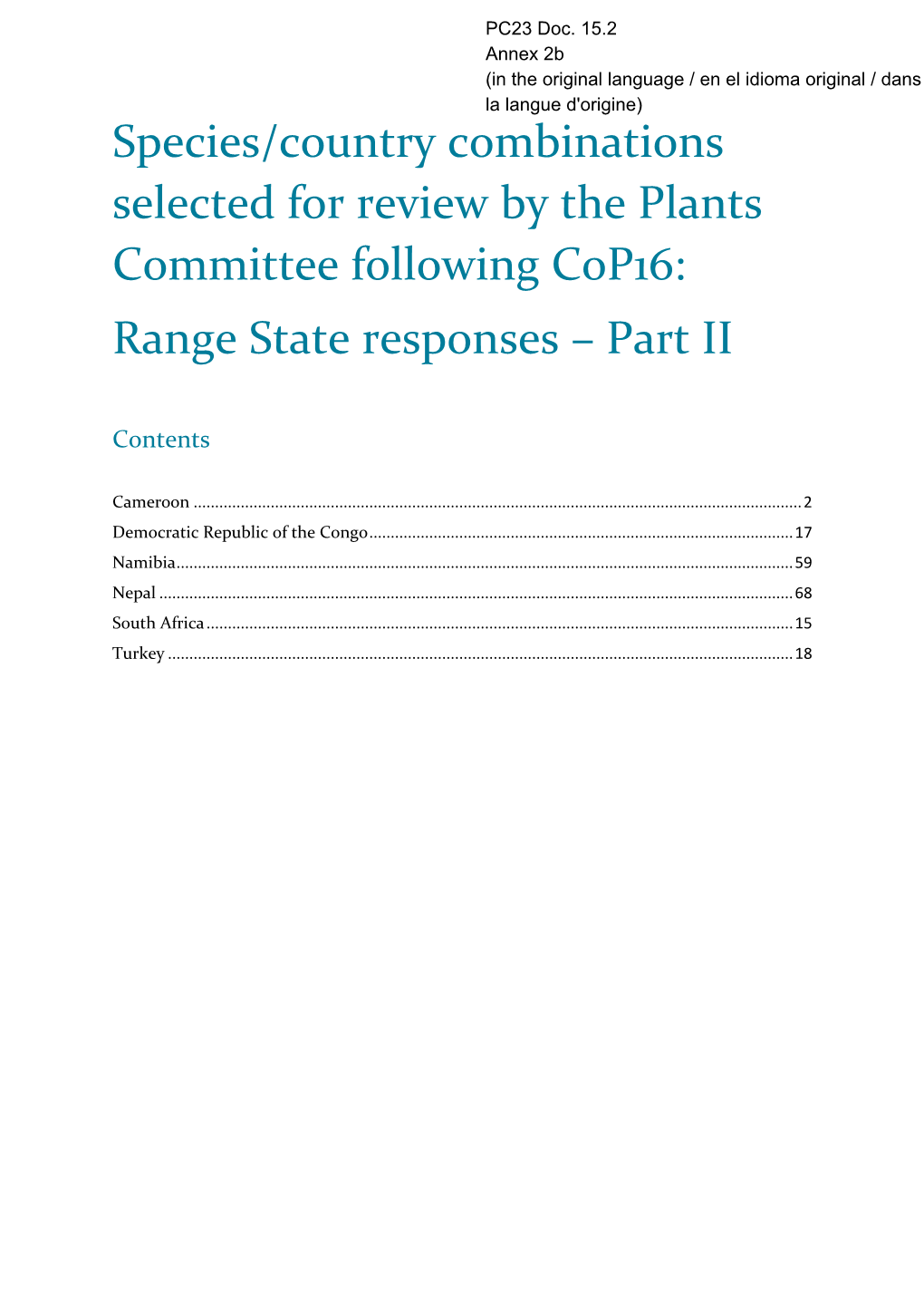 Range State Responses – Part II