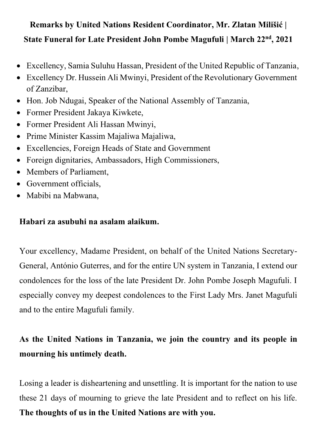 State Funeral for Late President John Pombe Magufuli | March 22Nd, 2021
