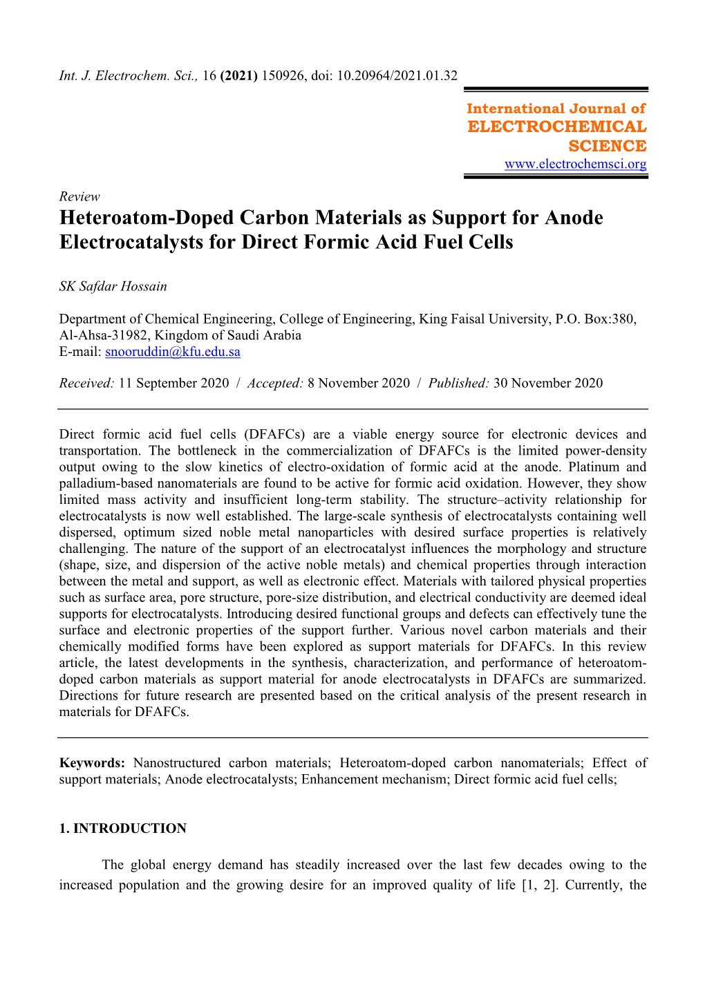 Heteroatom-Doped Carbon Materials As Support for Anode Electrocatalysts for Direct Formic Acid Fuel Cells