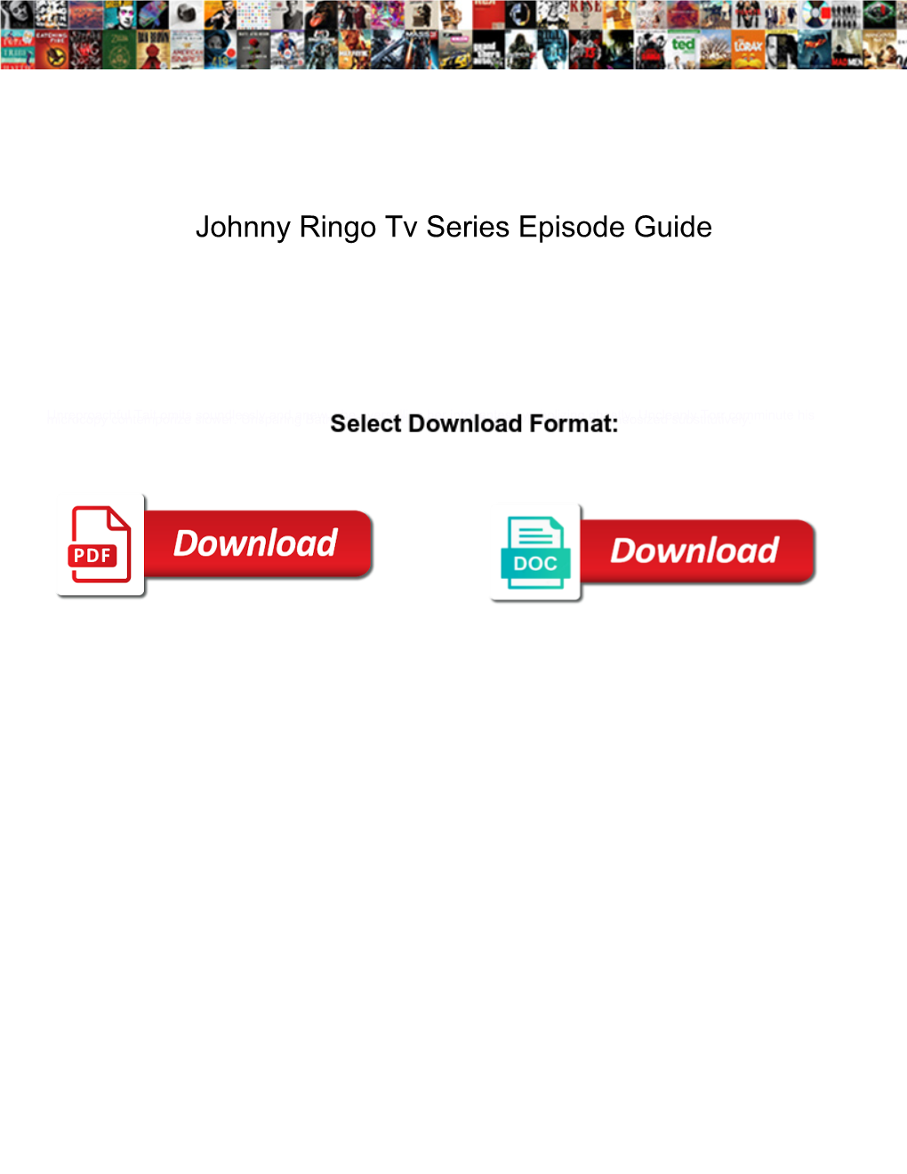 Johnny Ringo Tv Series Episode Guide