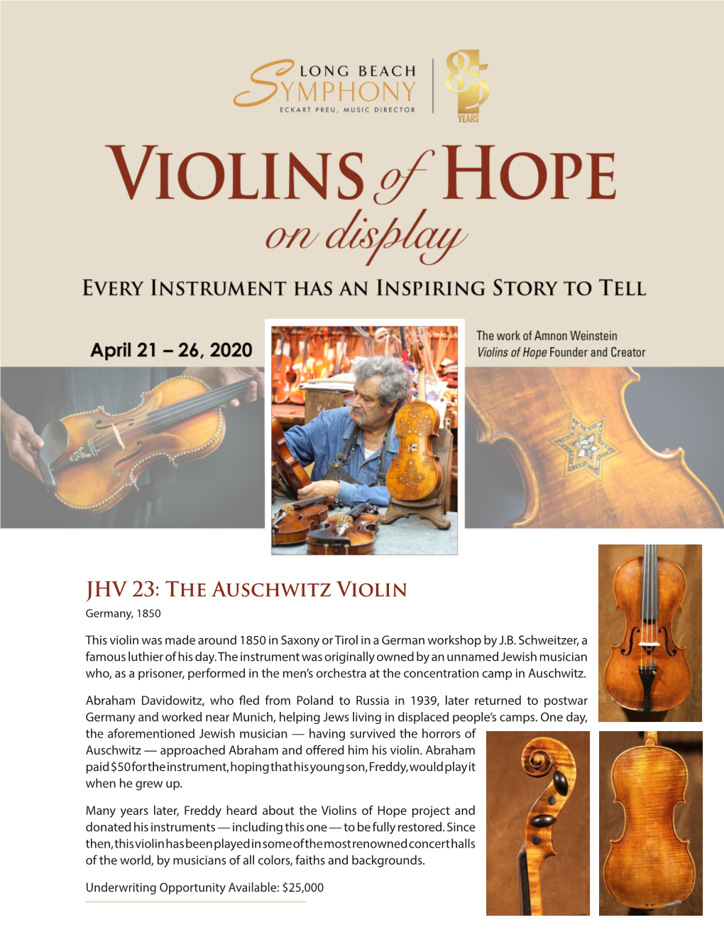 JHV 23: the Auschwitz Violin Germany, 1850