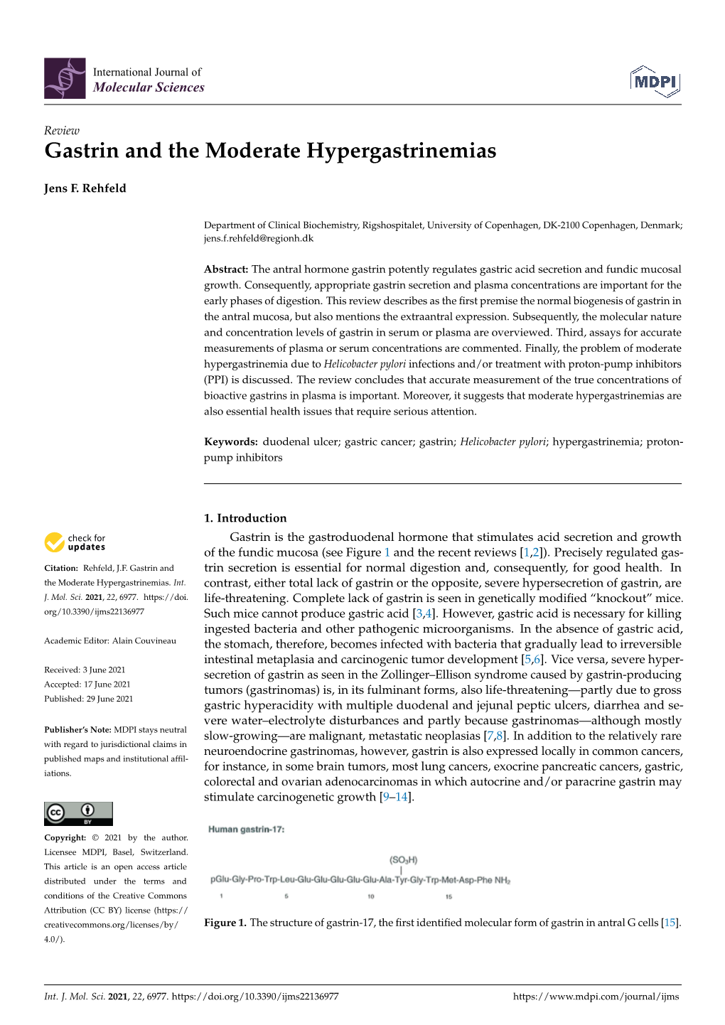 Gastrin and the Moderate Hypergastrinemias