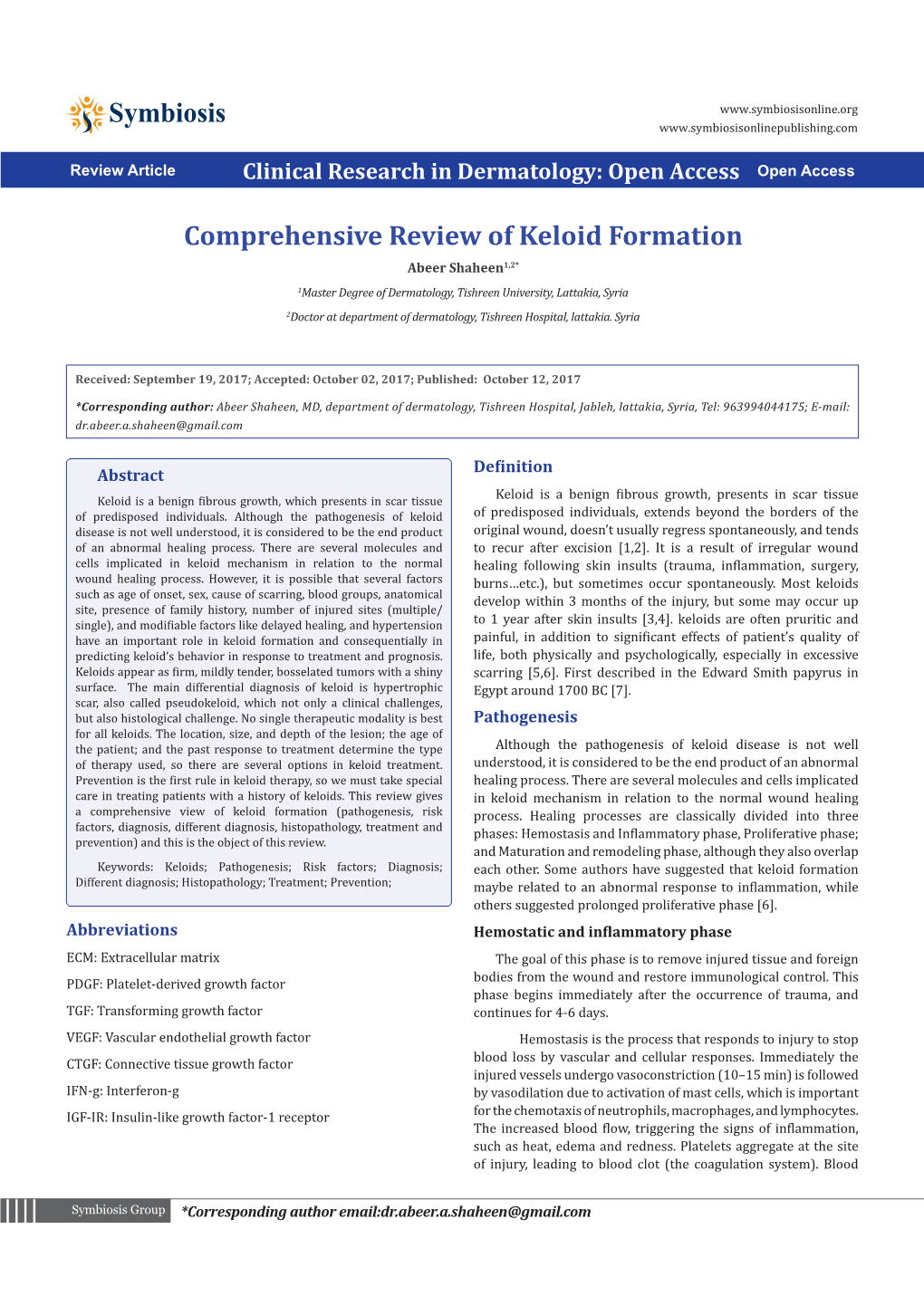 Comprehensive Review of Keloid Formation