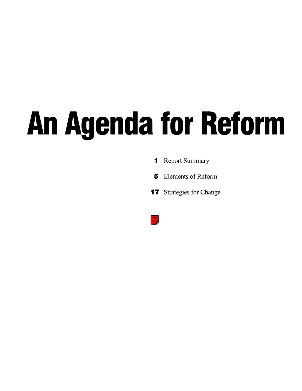 An Agenda for Reform