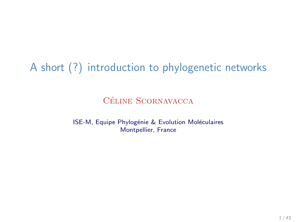 Introduction to Phylogenetic Networks