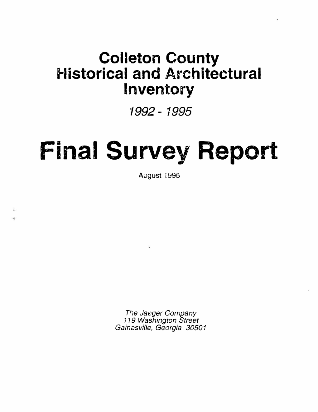 1995 Colleton County, South Carolina Table of Contents