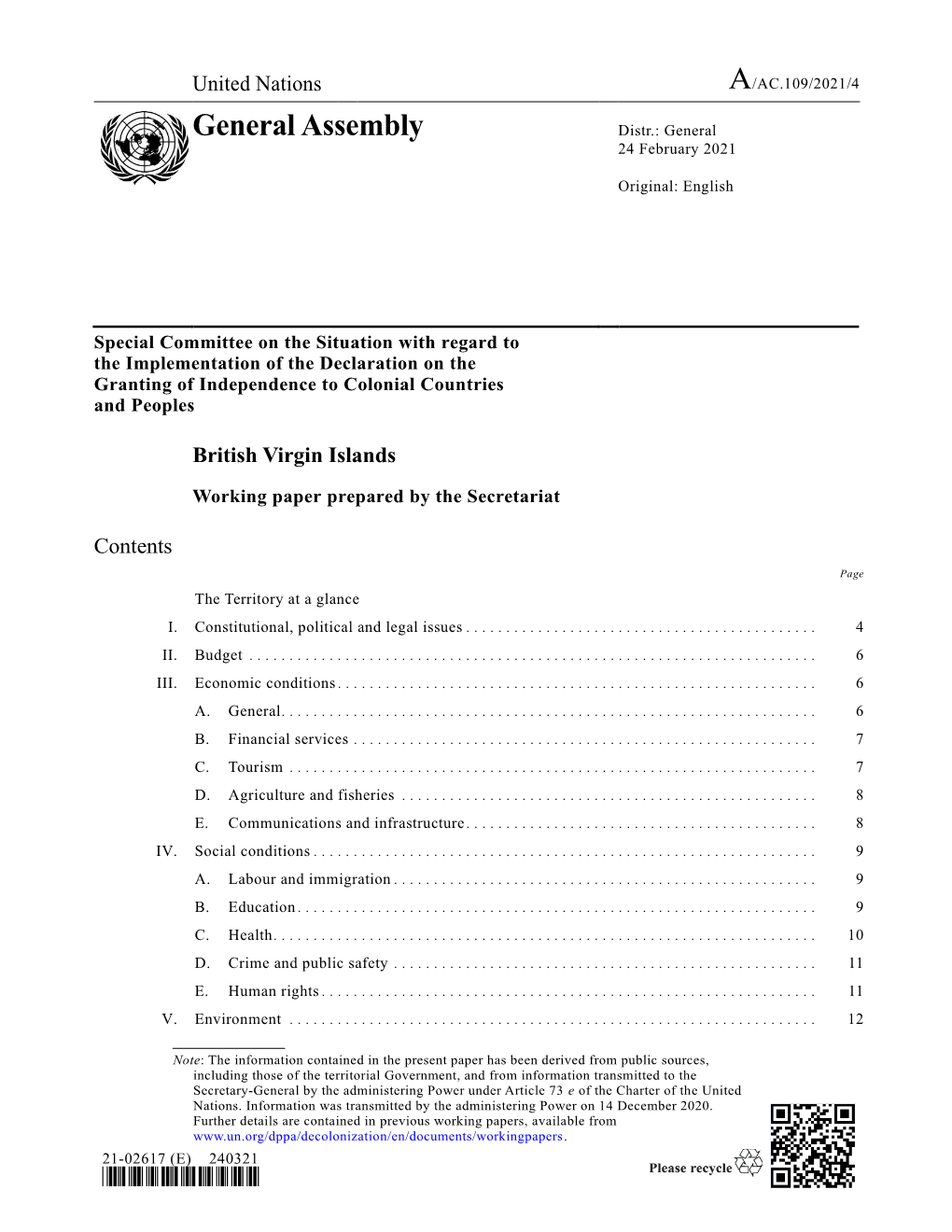 General Assembly Distr.: General 24 February 2021