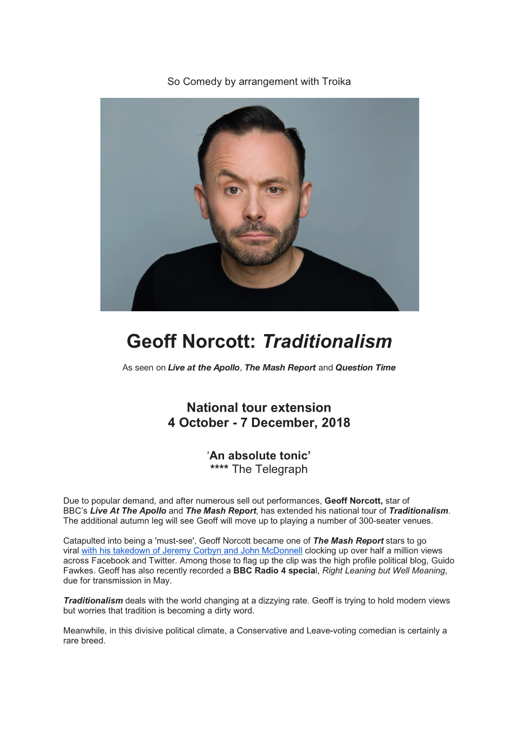 Geoff Norcott: Traditionalism