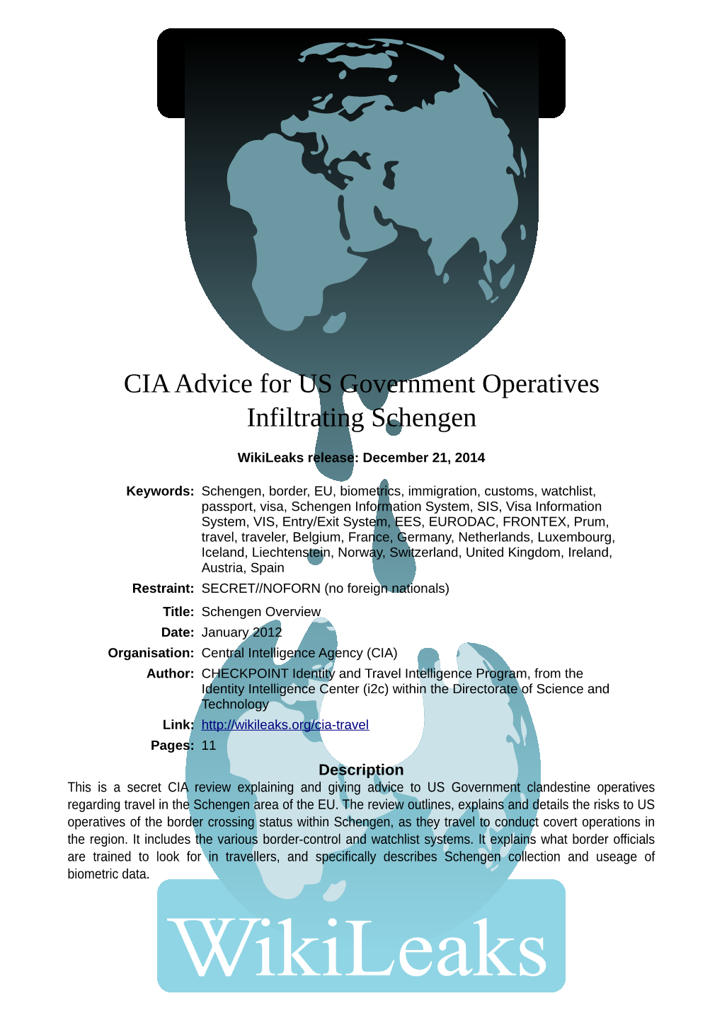 CIA Advice for US Government Operatives Infiltrating Schengen