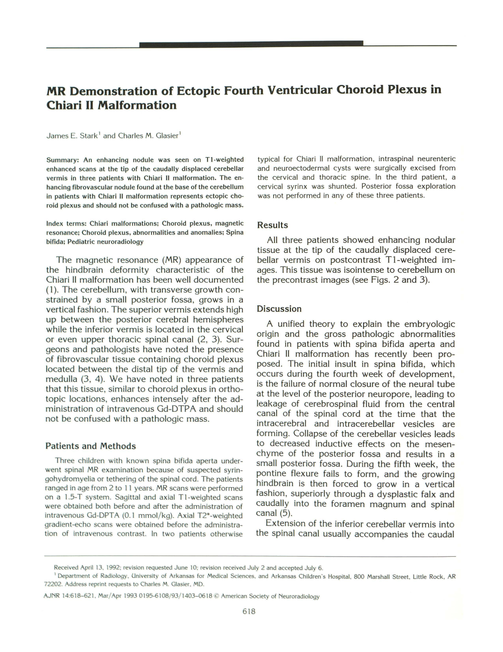 MR Demonstration of Ectopic Fourth Ventricular Choroid Plexus in Chiari II Malformation