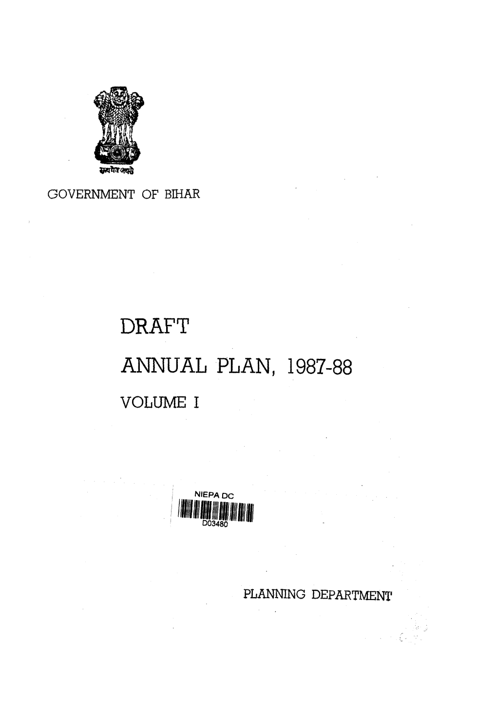 Draft Annual Plan, 1987-88