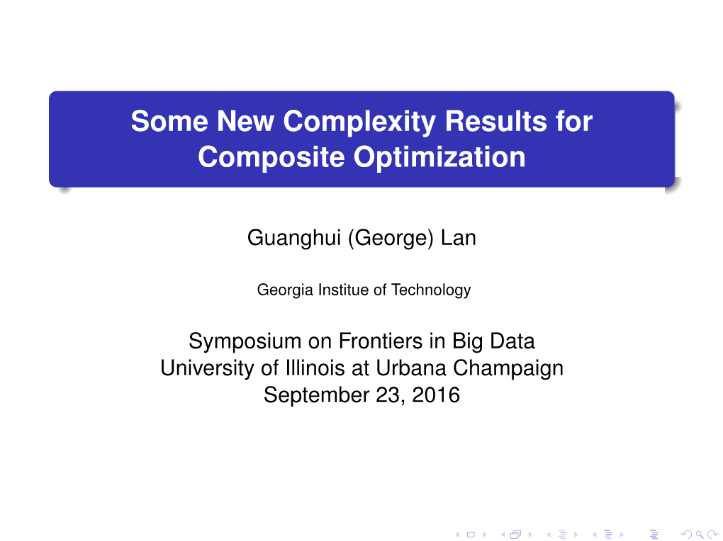 Some New Complexity Results for Composite Optimization