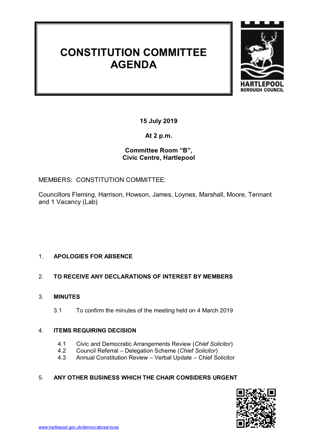 Constitution Committee Agenda