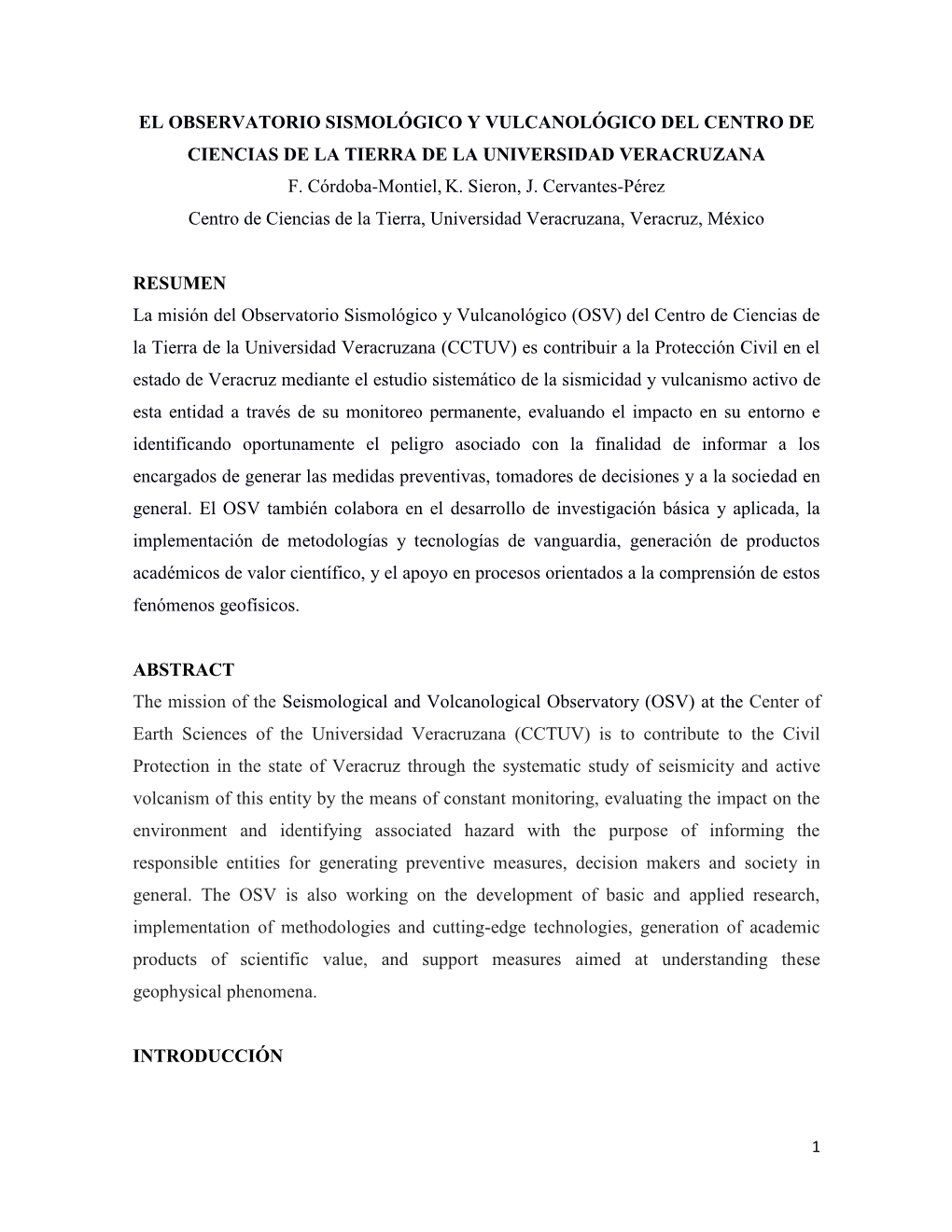 El Observatorio Sismológico Y Vulcanológico Del Centro De Ciencias De La Tierra De La Universidad Veracruzana F