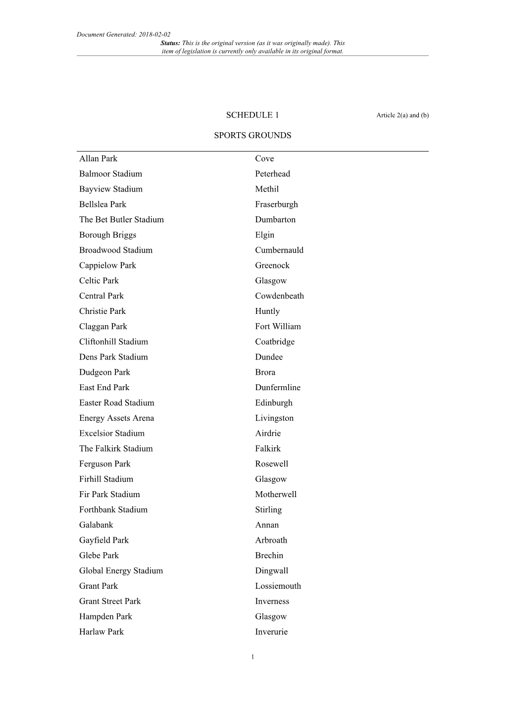 The Sports Grounds and Sporting Events (Designation) (Scotland