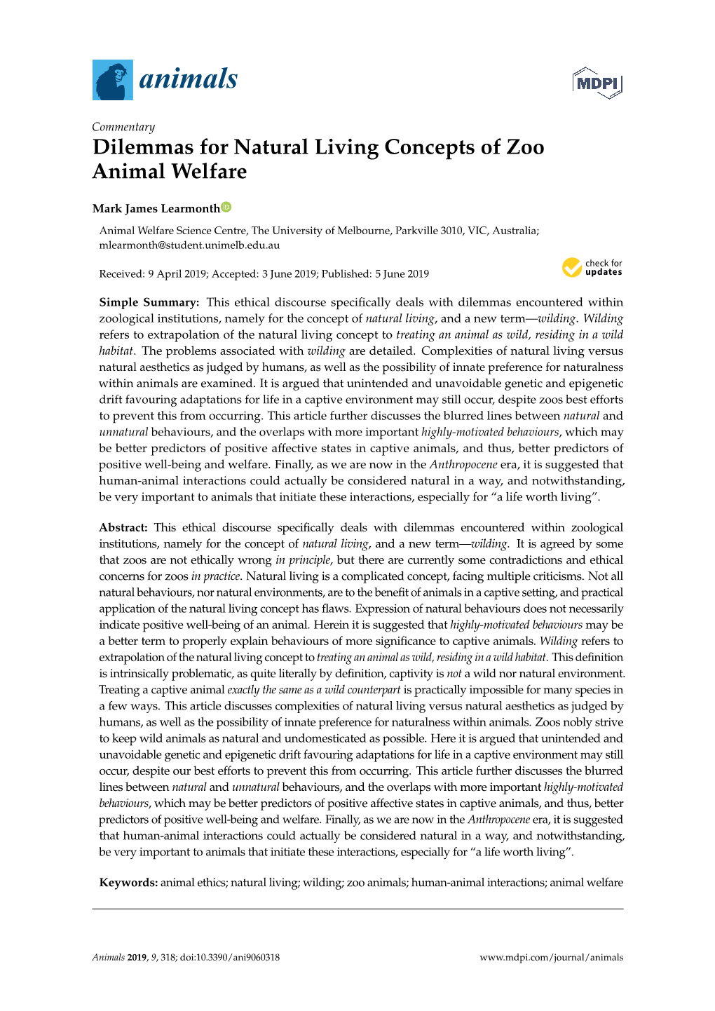 Dilemmas for Natural Living Concepts of Zoo Animal Welfare