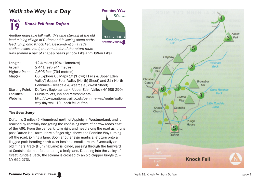 Walk the Way in a Day Walk 19 Knock Fell from Dufton