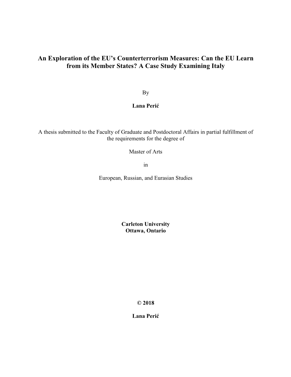 An Exploration of the EU's Counterterrorism Measures And