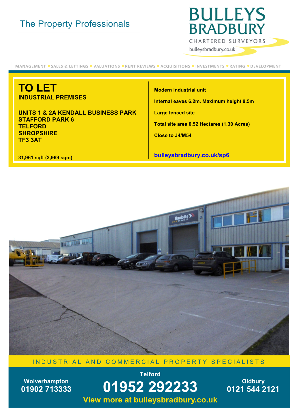 TO LET Modern Industrial Unit INDUSTRIAL PREMISES Internal Eaves 6.2M