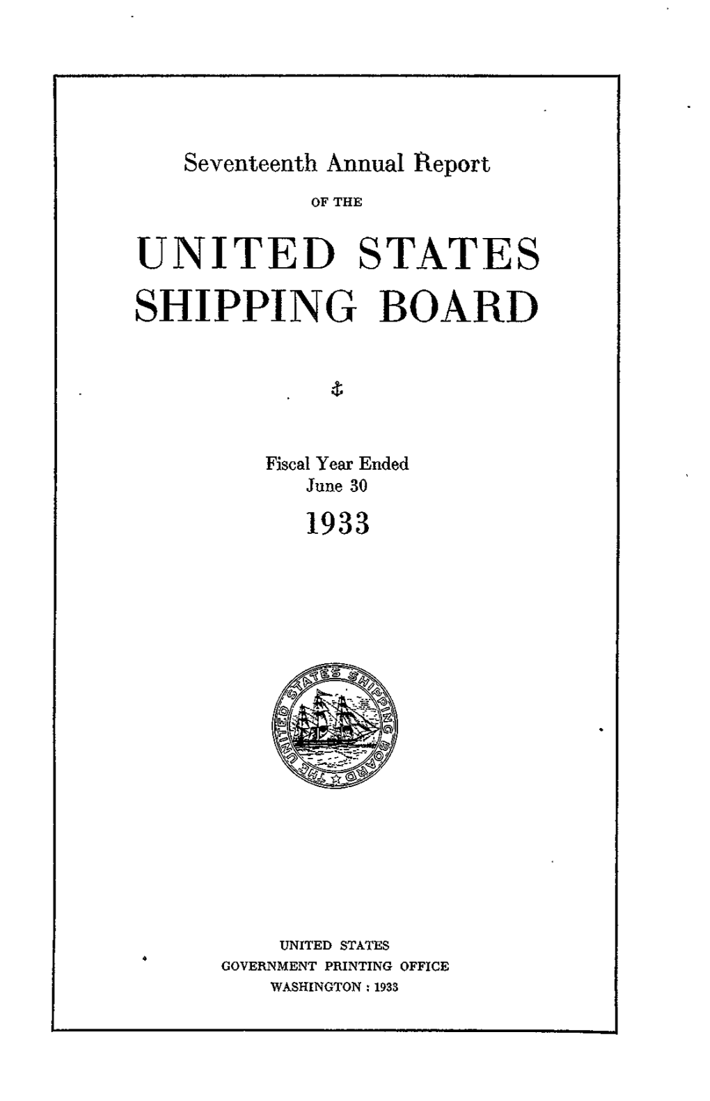 Annual Report for Fiscal Year 1933