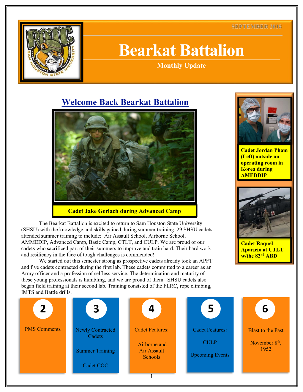 Bearkat Battalion Monthly Update