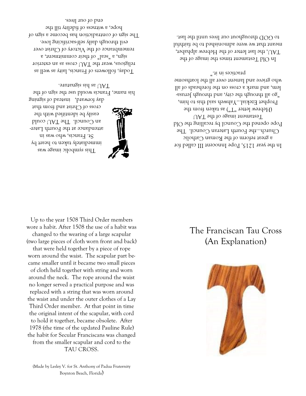 The Franciscan Tau Cross (An Explanation)