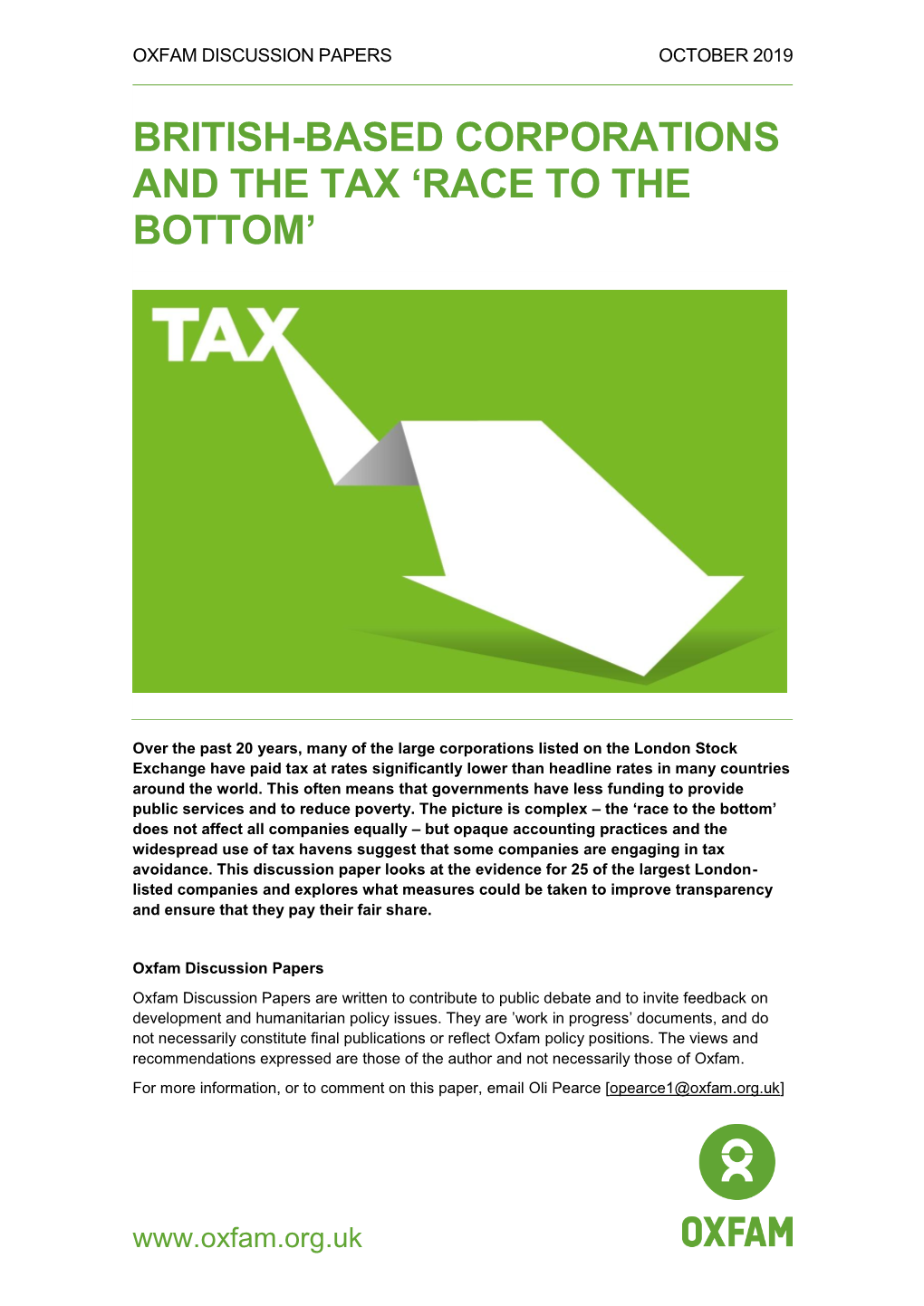 British-Based Corporations and the Tax 'Race to the Bottom'