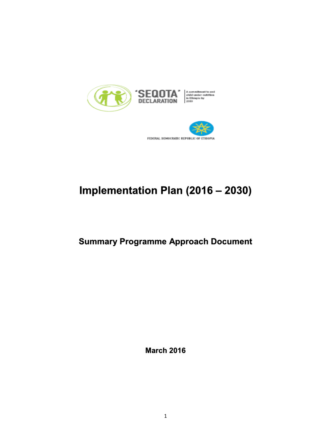 Implementation Plan (2016 – 2030)