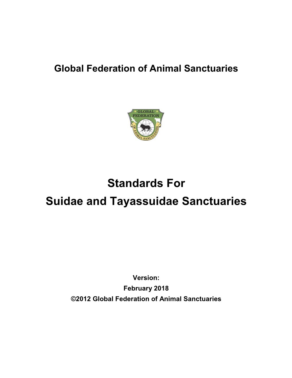 Standards for Suidae and Tayassuidae Sanctuaries