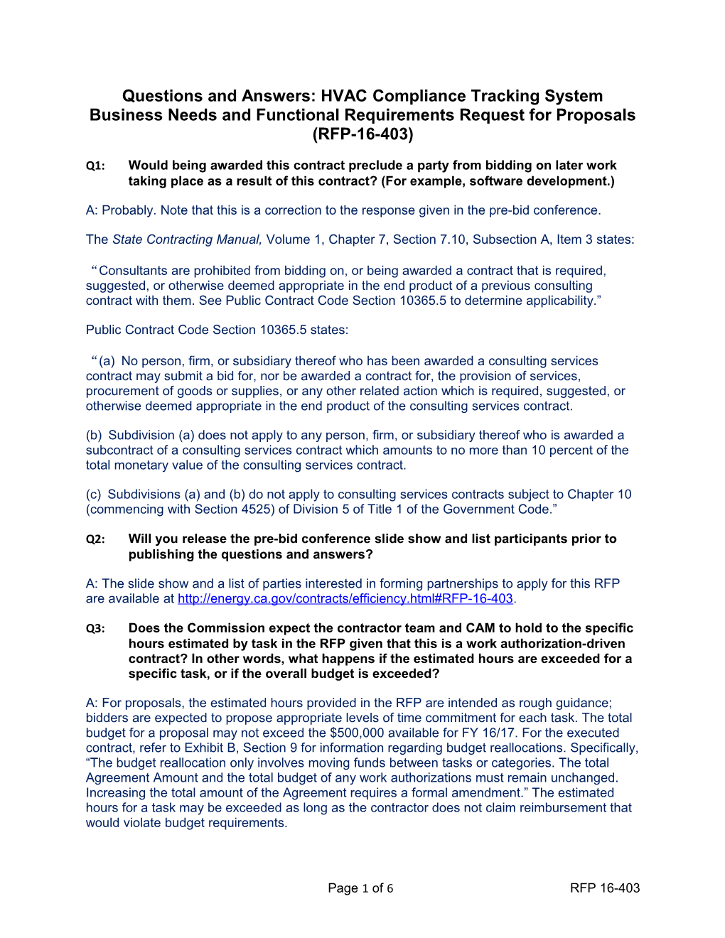 Questions and Answers: HVAC Compliance Tracking System Business Needs and Functional