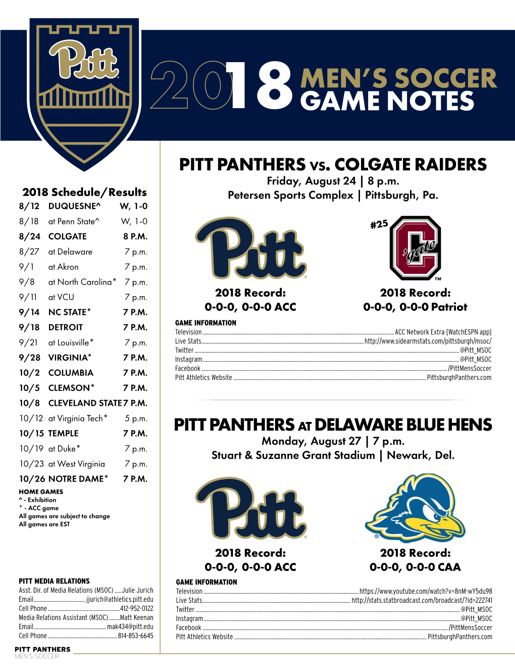 18Men's Soccer Game Notes