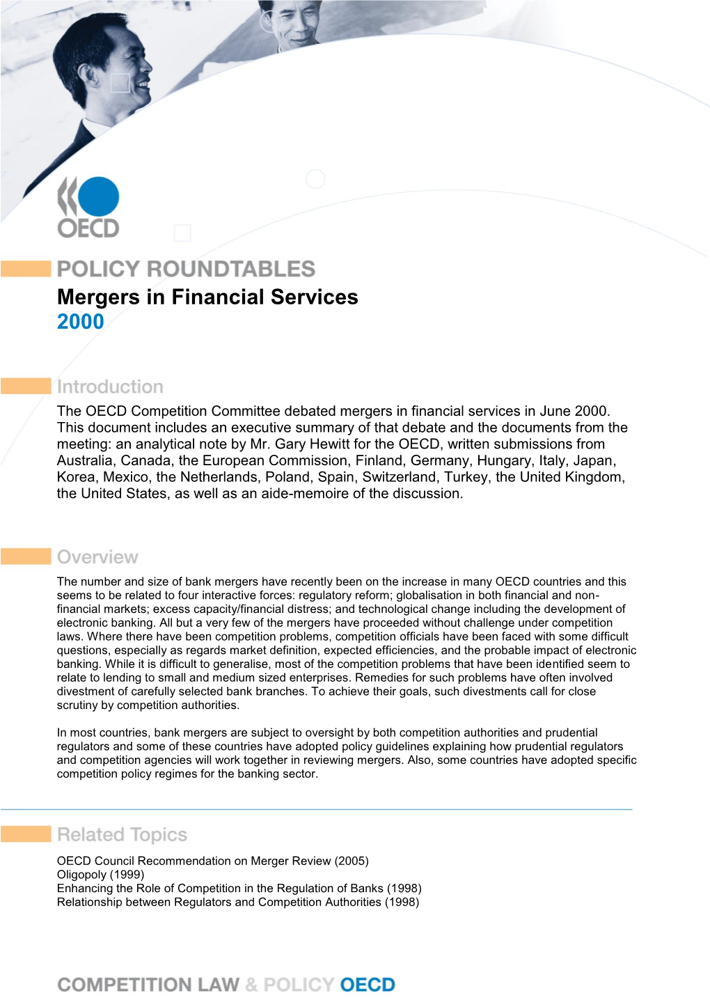 Mergers in Financial Services 2000