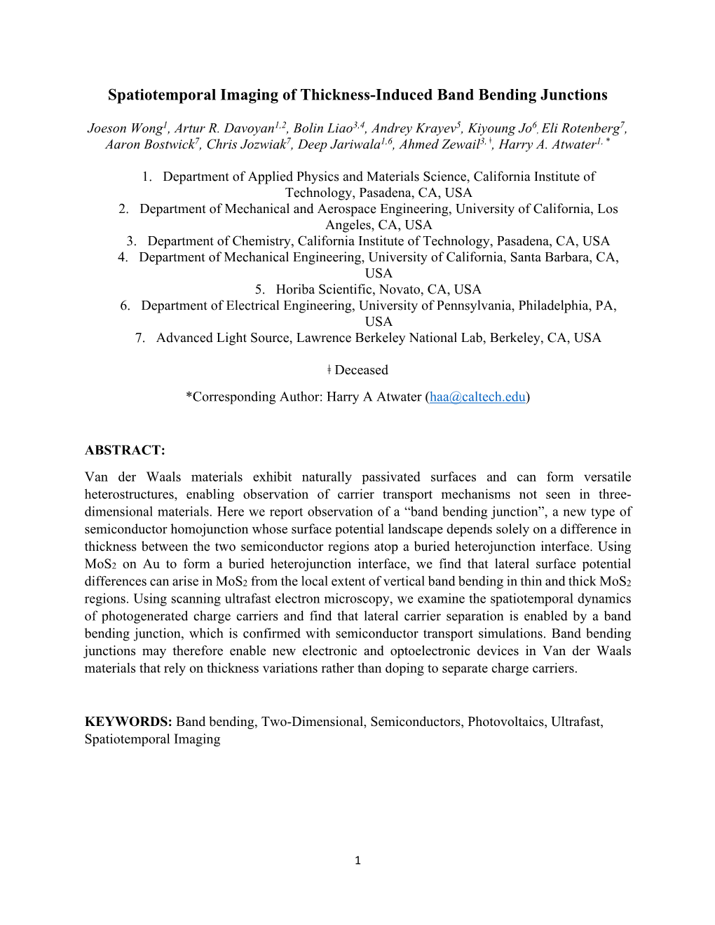 Spatiotemporal Imaging of Thickness-Induced Band Bending Junctions