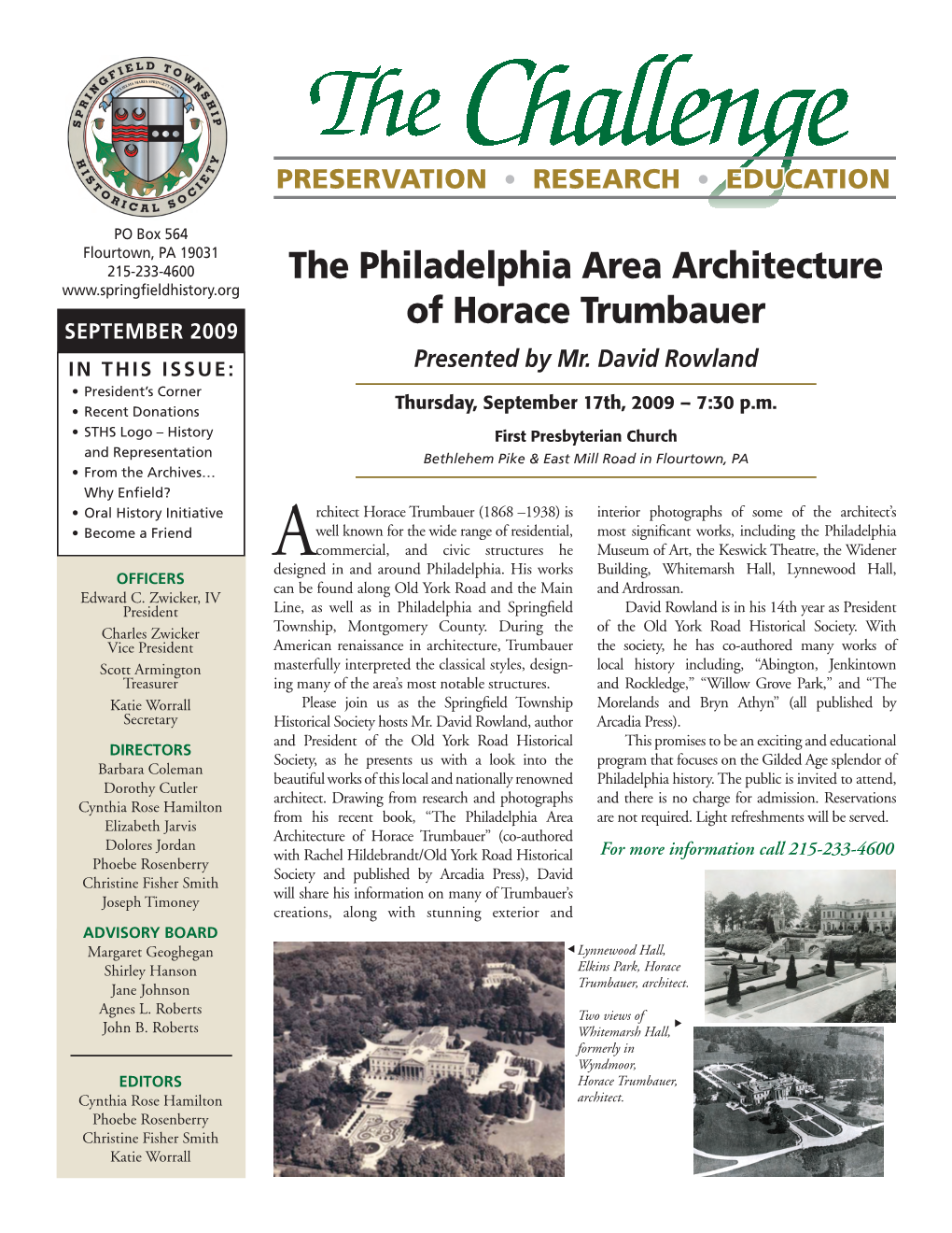 The Philadelphia Area Architecture of Horace Trumbauer