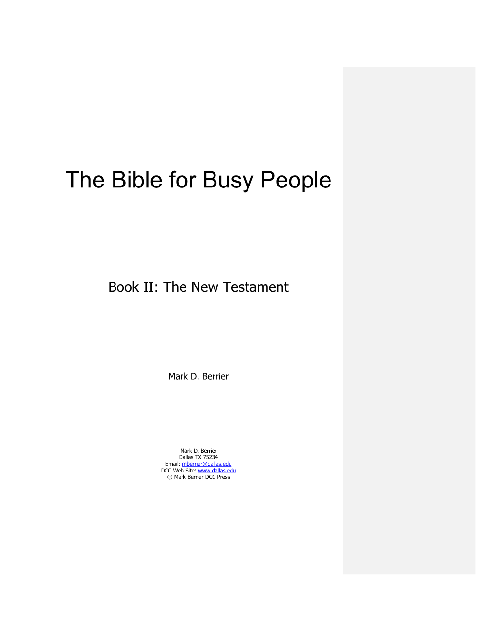 The Bible for Busy People