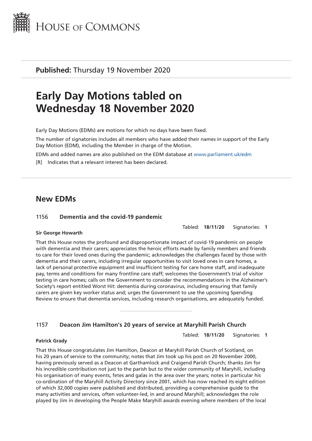 View Early Day Motions PDF File 0.12 MB