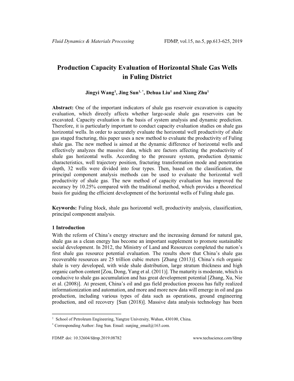 Production Capacity Evaluation of Horizontal Shale Gas Wells in Fuling District
