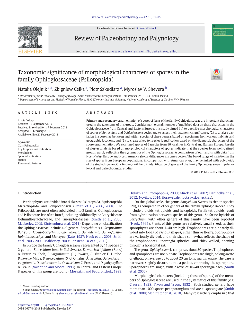 Taxonomic Significance of Morphological Characters of Spores