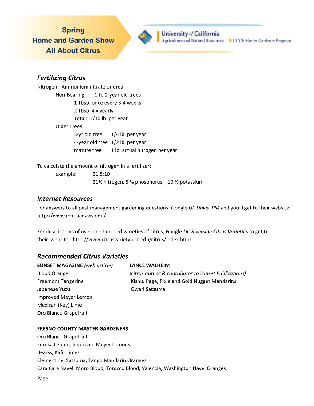 Fertilizing Citrus Internet Resources Recommended Citrus Varieties