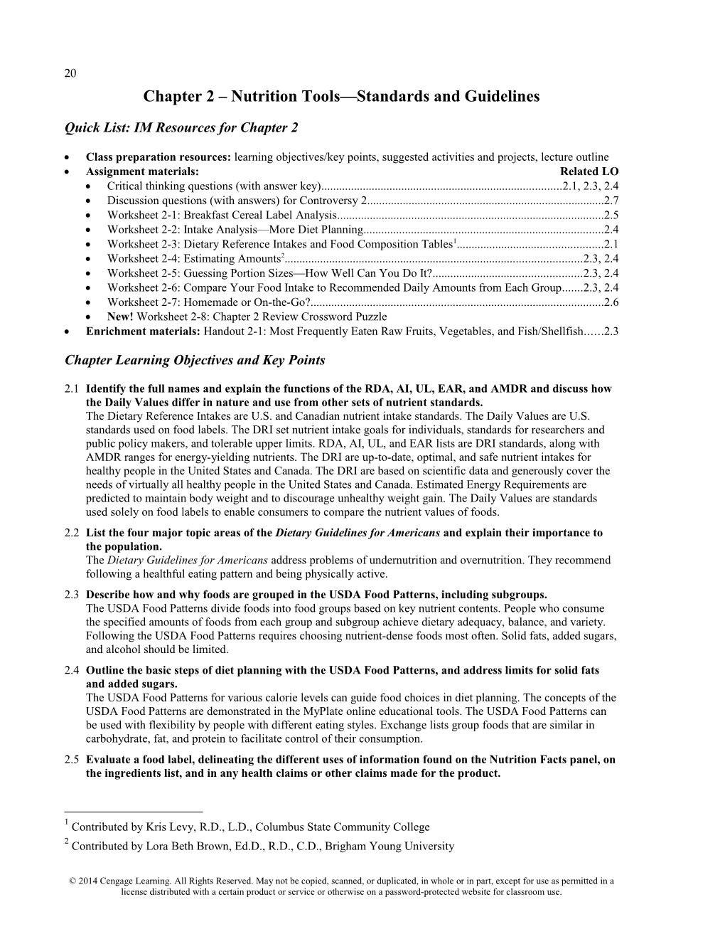 Chapter 2 Nutrition Tools Standards and Guidelines