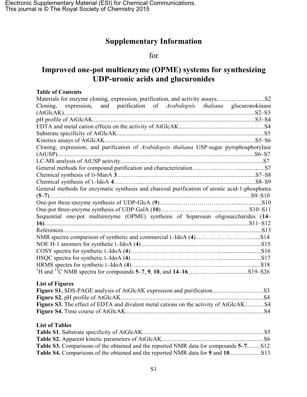 Supplementary Information for Improved One-Pot Multienzyme