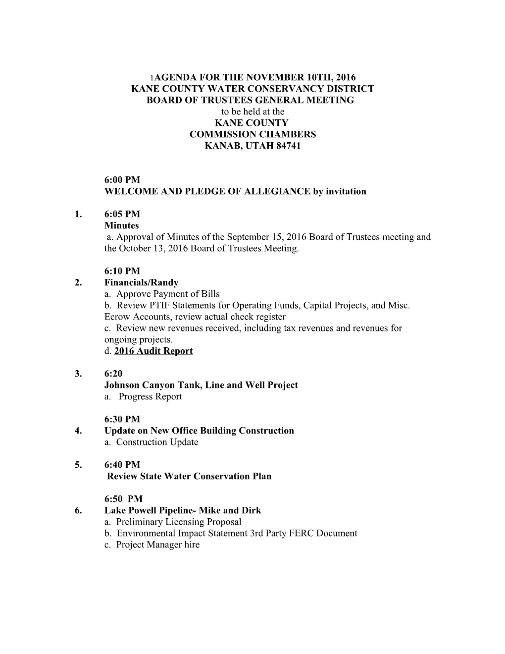 Agenda for the April 19, 2008