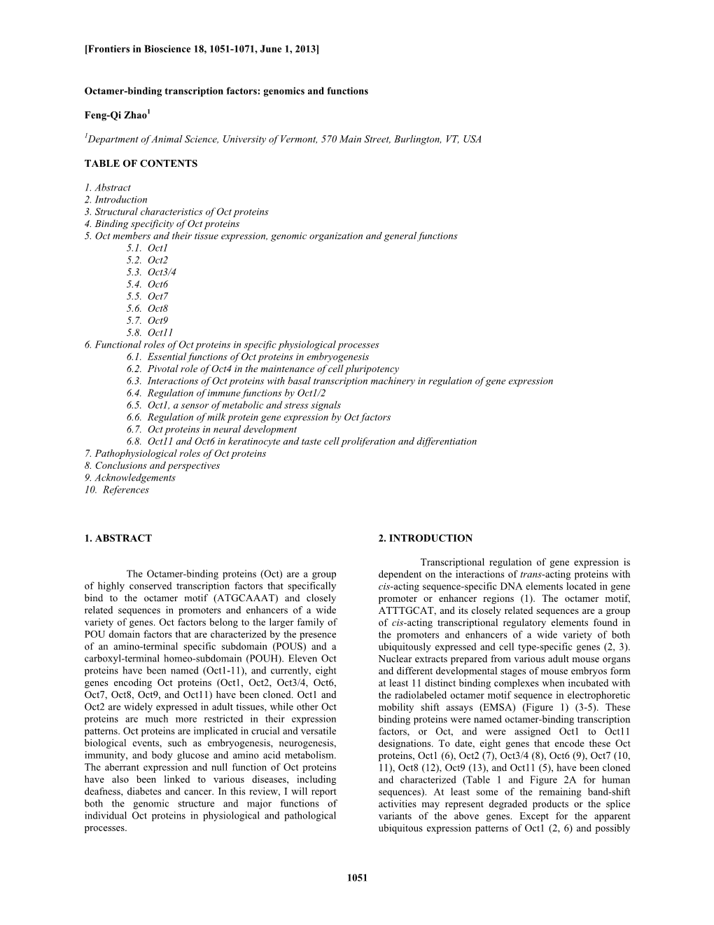 1051 Octamer-Binding Transcription Factors: Genomics and Functions