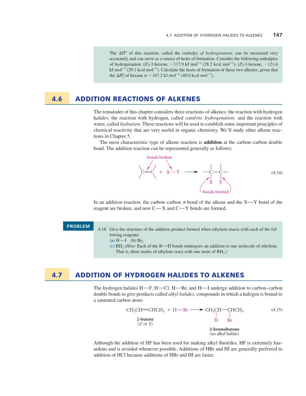 4.6 Addition Reactions of Alkenes 4.7 Addition Of